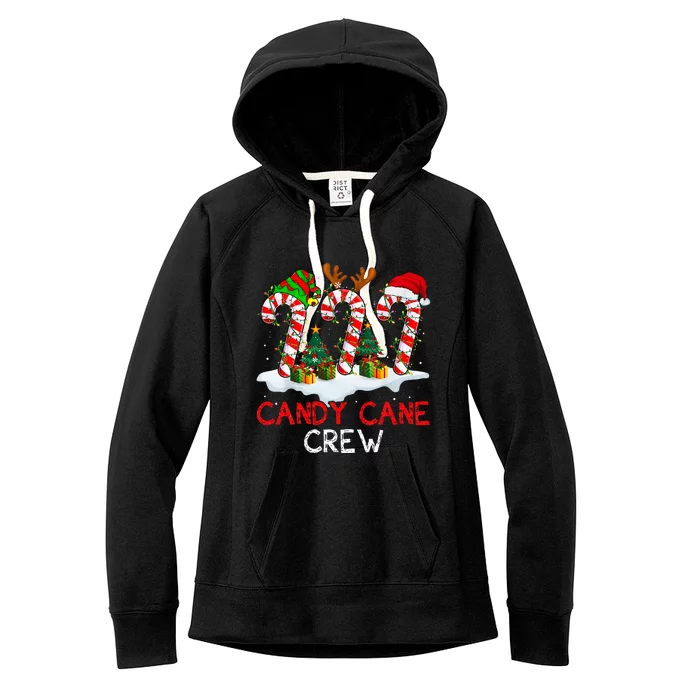 Candy Cane Crew Christmas Santa Elf Reindeer Xmas Pajamas Women's Fleece Hoodie