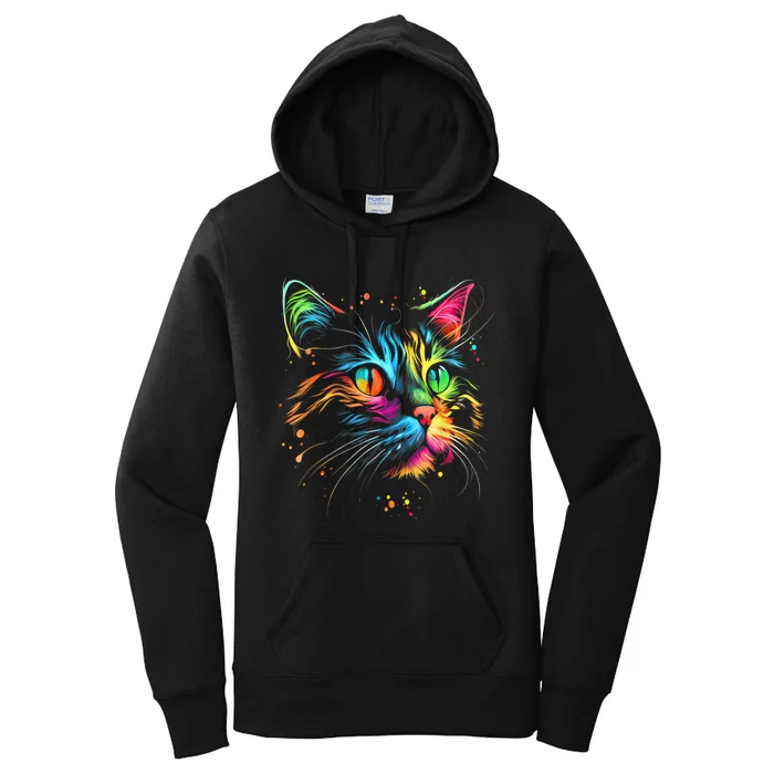 Cute Colorful Cat For Wo's Girl Man Boy Cat Lovers Women's Pullover Hoodie