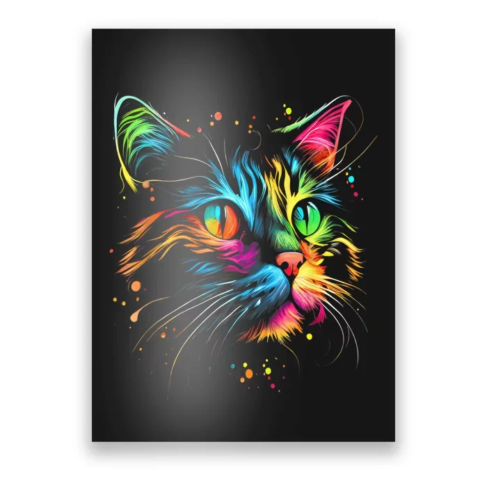 Cute Colorful Cat For Wo's Girl Man Boy Cat Lovers Poster