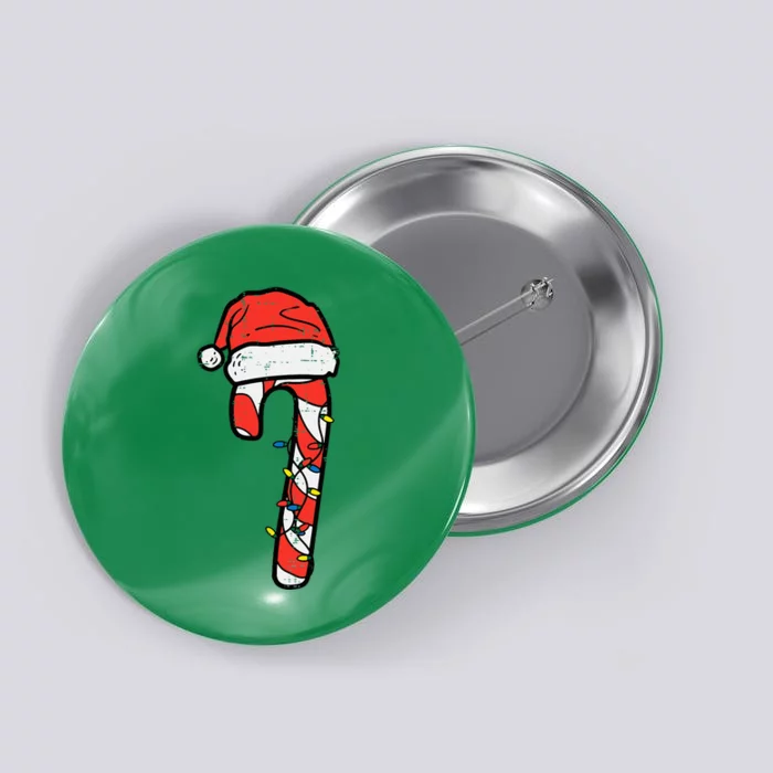 Christmas Candy Cane Santa Xmas Button