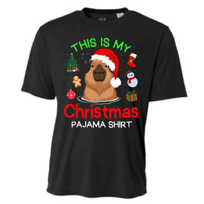 Cute Capybara Christmas Pajamas Cooling Performance Crew T-Shirt