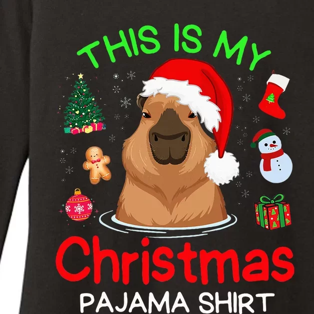 Cute Capybara Christmas Pajamas Womens CVC Long Sleeve Shirt