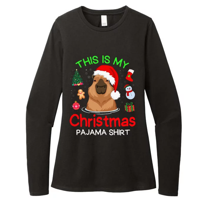 Cute Capybara Christmas Pajamas Womens CVC Long Sleeve Shirt