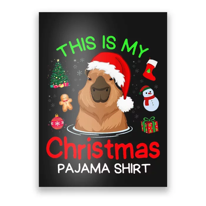 Cute Capybara Christmas Pajamas Poster