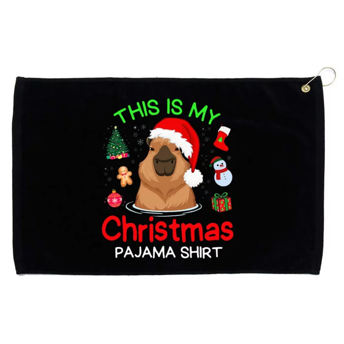 Cute Capybara Christmas Pajamas Grommeted Golf Towel