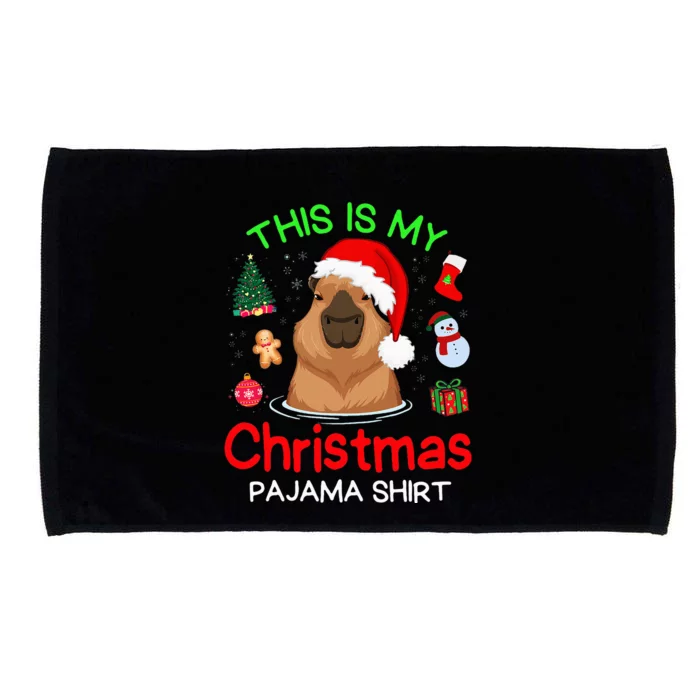 Cute Capybara Christmas Pajamas Microfiber Hand Towel