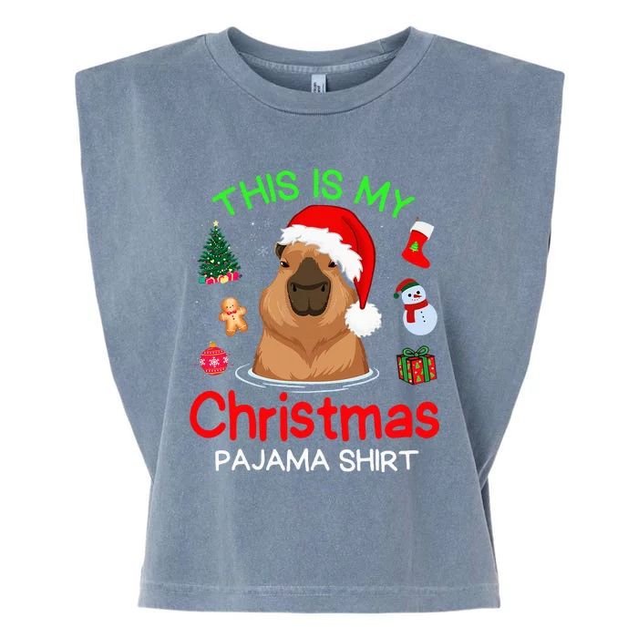 Cute Capybara Christmas Pajamas Garment-Dyed Women's Muscle Tee