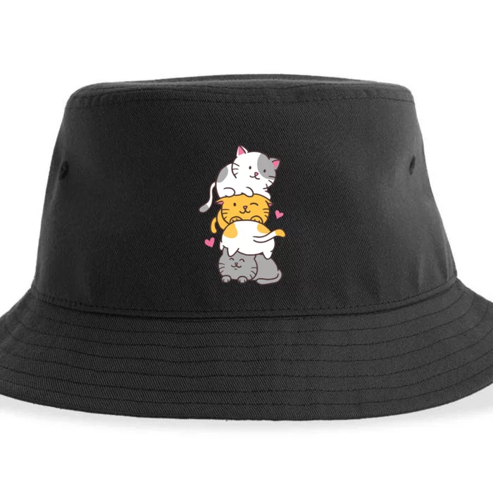 Cat Cats Cute Kitty Pile Anime Kawaii Neko Sustainable Bucket Hat