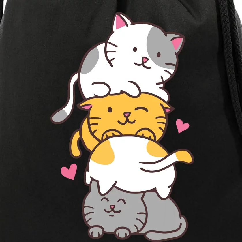 Cat Cats Cute Kitty Pile Anime Kawaii Neko Drawstring Bag