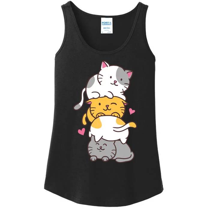 Cat Cats Cute Kitty Pile Anime Kawaii Neko Ladies Essential Tank