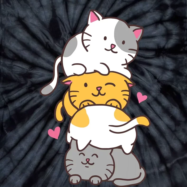 Cat Cats Cute Kitty Pile Anime Kawaii Neko Tie-Dye T-Shirt