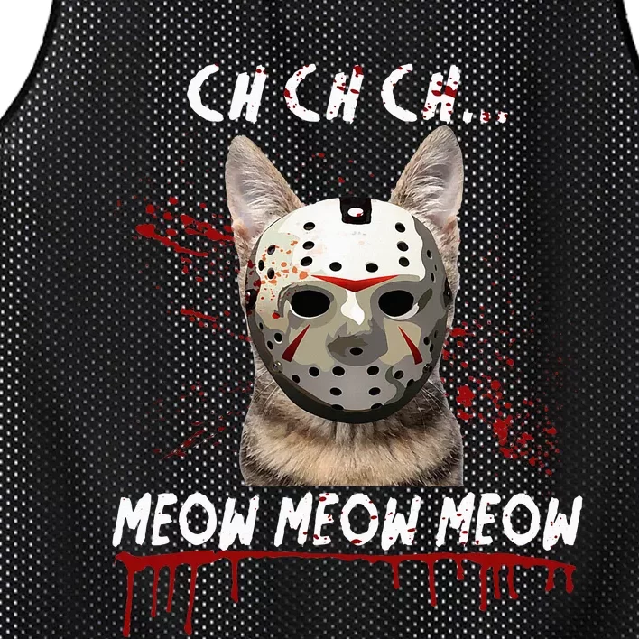 Ch Ch Ch Meow Meow Scary Friday Costume Halloween Cat Mesh Reversible Basketball Jersey Tank