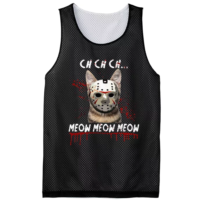 Ch Ch Ch Meow Meow Scary Friday Costume Halloween Cat Mesh Reversible Basketball Jersey Tank