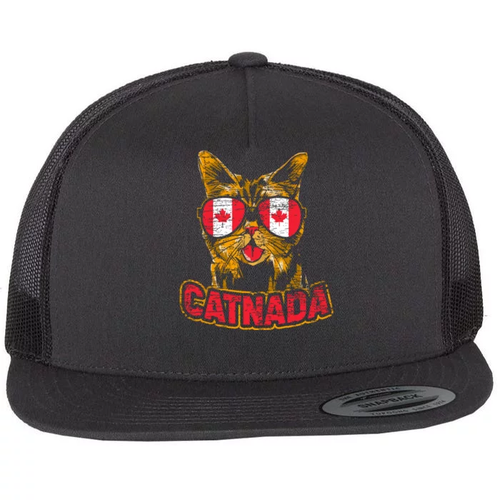 Catnada Canadian Cat Animal Canada Day Canada Flat Bill Trucker Hat