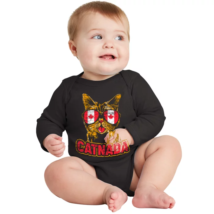 Catnada Canadian Cat Animal Canada Day Canada Baby Long Sleeve Bodysuit