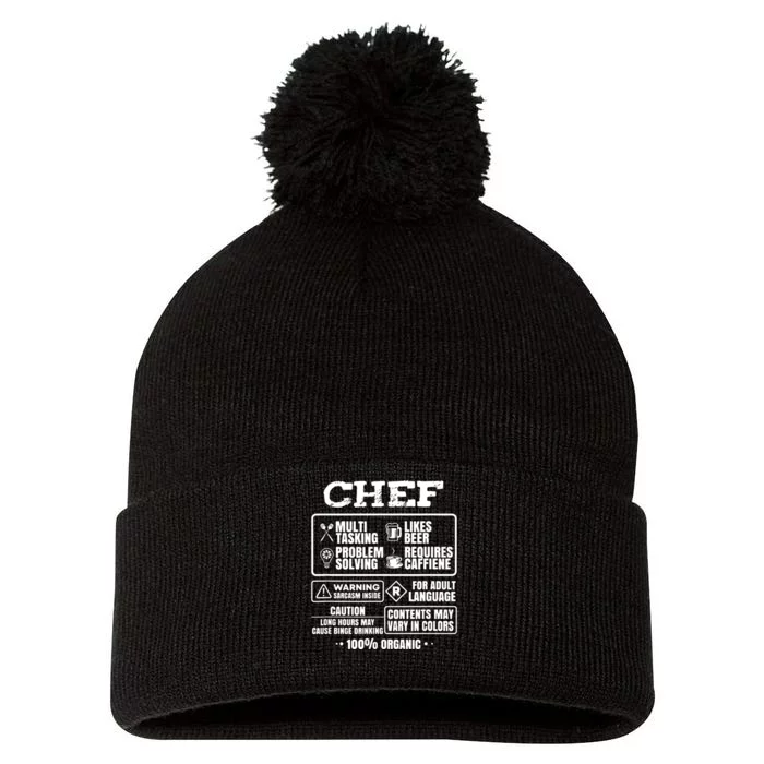 Chef Cooking Pom Pom 12in Knit Beanie