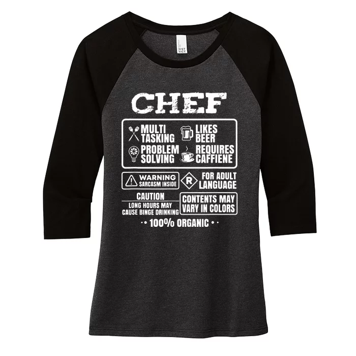 Chef Cooking Women's Tri-Blend 3/4-Sleeve Raglan Shirt