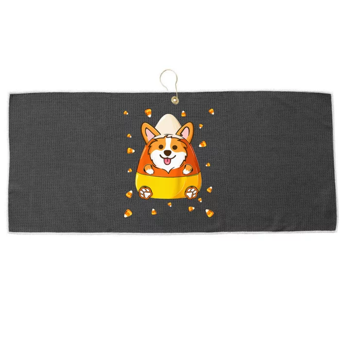 Cute Candy Corn Corgi Halloween Costume Large Microfiber Waffle Golf Towel