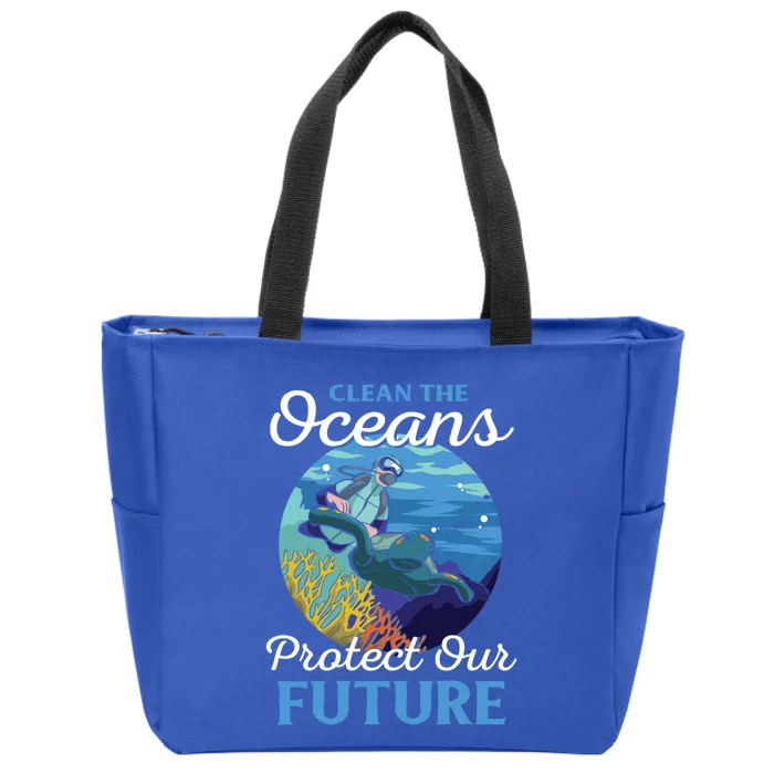 Climate Change Clean The Oceans Protect Our Future Funny Gift Zip Tote Bag