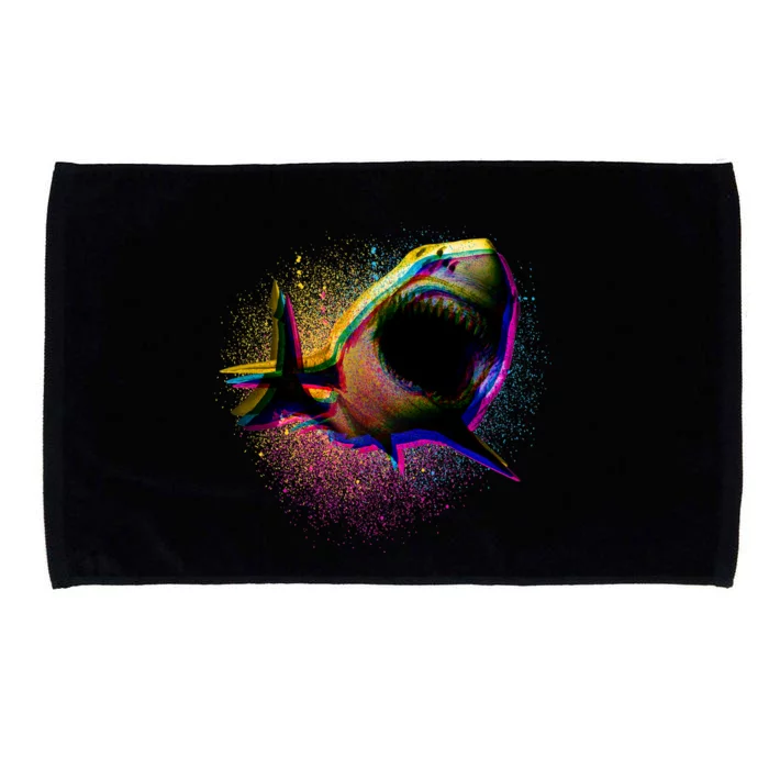 Cool Colorful CMYK Paint Spatter Shark Microfiber Hand Towel