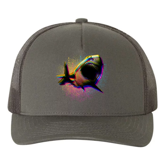 Cool Colorful CMYK Paint Spatter Shark Yupoong Adult 5-Panel Trucker Hat