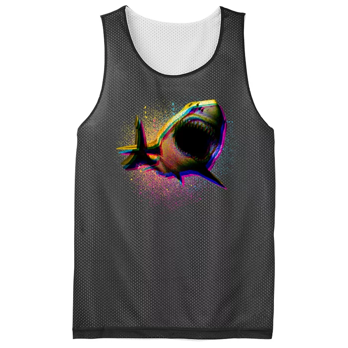 Cool Colorful CMYK Paint Spatter Shark Mesh Reversible Basketball Jersey Tank