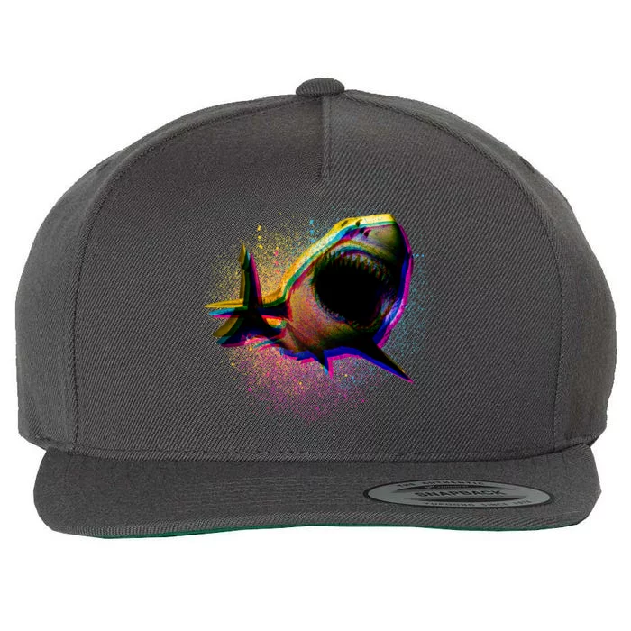 Cool Colorful CMYK Paint Spatter Shark Wool Snapback Cap