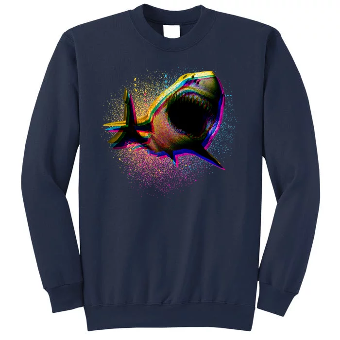 Cool Colorful CMYK Paint Spatter Shark Sweatshirt