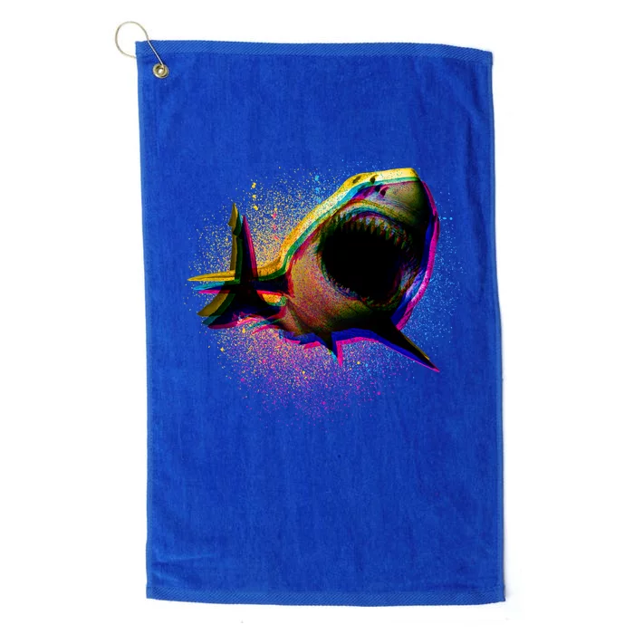 Cool Colorful CMYK Paint Spatter Shark Platinum Collection Golf Towel