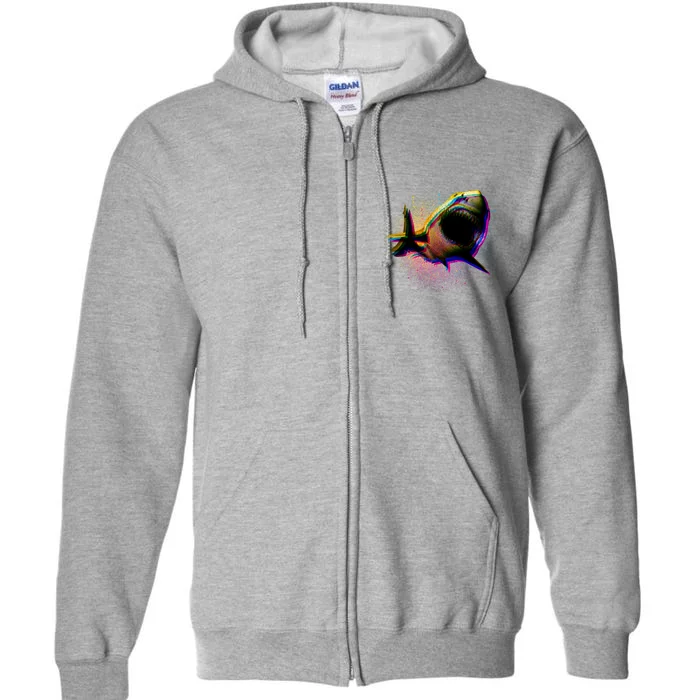 Cool Colorful CMYK Paint Spatter Shark Full Zip Hoodie