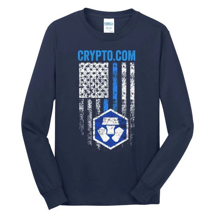 Crypto Com Coin With American Flag Tall Long Sleeve T-Shirt