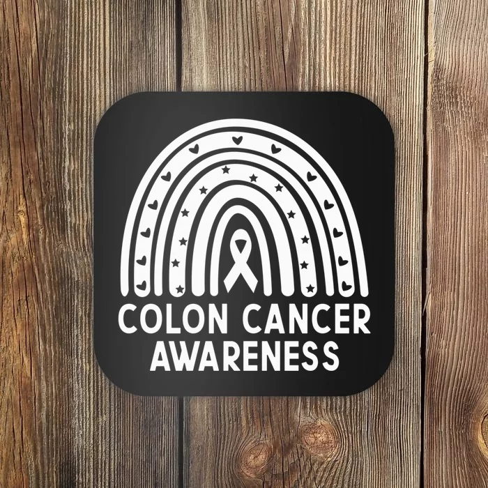 CRC Colorectal Colon Cancer Awareness Month Cute Rainbow Coaster