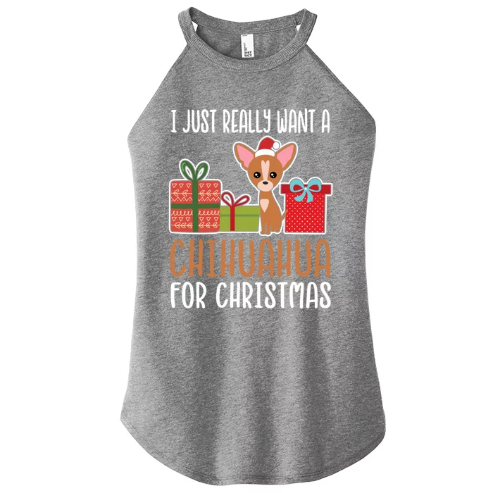 Cute Christmas Chihuahua Owner I Want A Chihuahua Gift Women’s Perfect Tri Rocker Tank