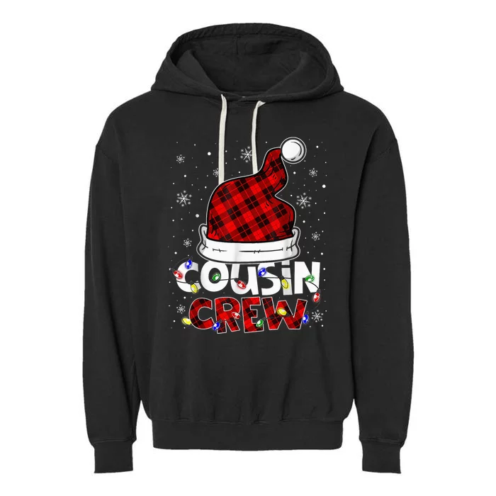 Christmas Cousin Crew Buffalo Red Plaid Pajamas Family Xmas Garment-Dyed Fleece Hoodie