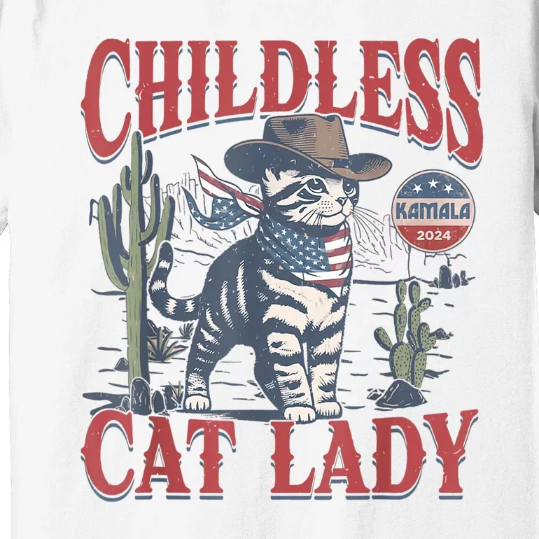 Cowboy Cat Childless Cat Lady For Kamala Election Voting Premium T-Shirt