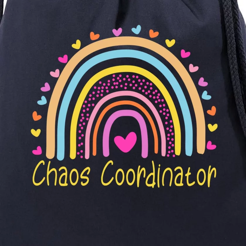 Childcare Chaos Coordinator Teacher Daycare Provider Rainbow Gift Drawstring Bag