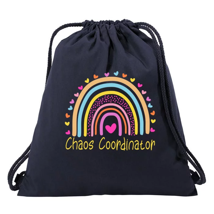 Childcare Chaos Coordinator Teacher Daycare Provider Rainbow Gift Drawstring Bag