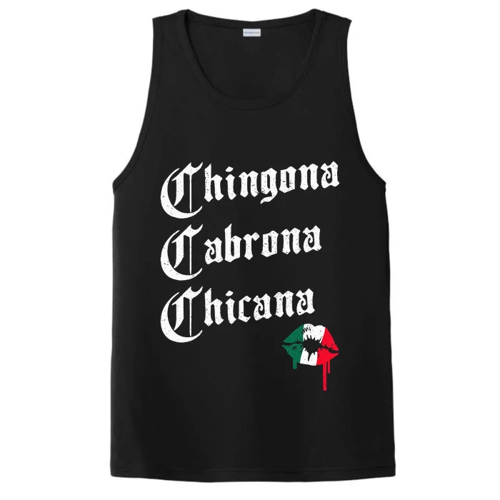 Chingona Cabrona Chicana K.iss Funny Mexican Performance Tank