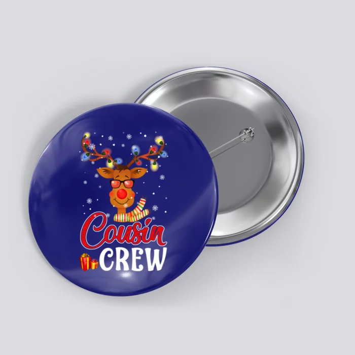 Christmas Cousin Crew Reindeer Matching Pajama Xmas Holiday Cute Gift Button