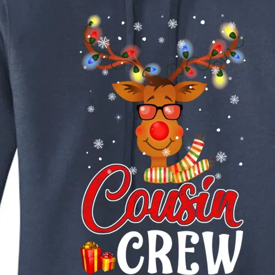 Christmas Cousin Crew Reindeer Matching Pajama Xmas Holiday Cute Gift Women's Pullover Hoodie