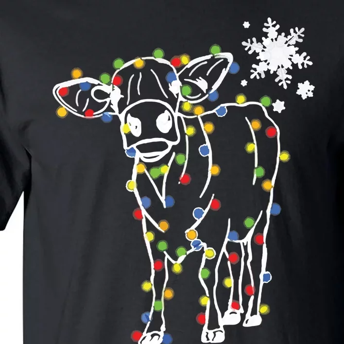 Cute Cow Christmas Lights Snow Lover Family Pajama Gifts Tall T-Shirt