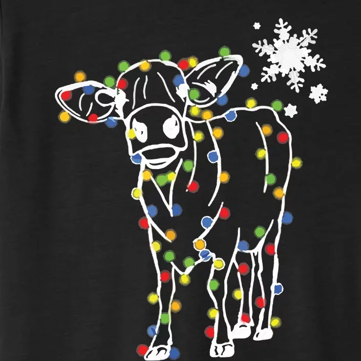 Cute Cow Christmas Lights Snow Lover Family Pajama Gifts ChromaSoft Performance T-Shirt