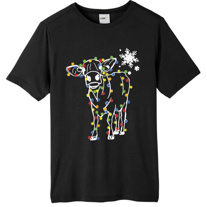 Cute Cow Christmas Lights Snow Lover Family Pajama Gifts ChromaSoft Performance T-Shirt