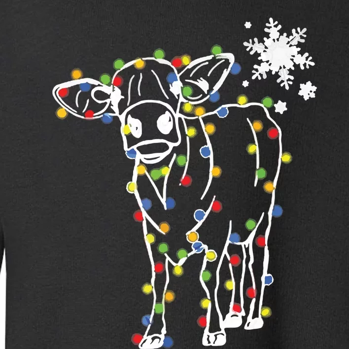 Cute Cow Christmas Lights Snow Lover Family Pajama Gifts Toddler Sweatshirt