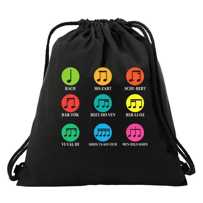 Classic Composers Classical Music Musical Notes Drawstring Bag