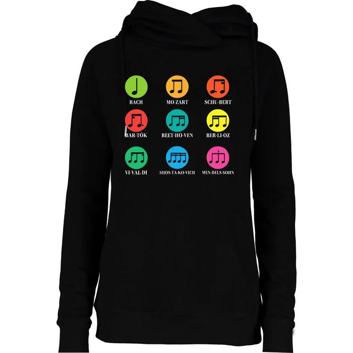 Classic Composers Classical Music Musical Notes Womens Funnel Neck Pullover Hood