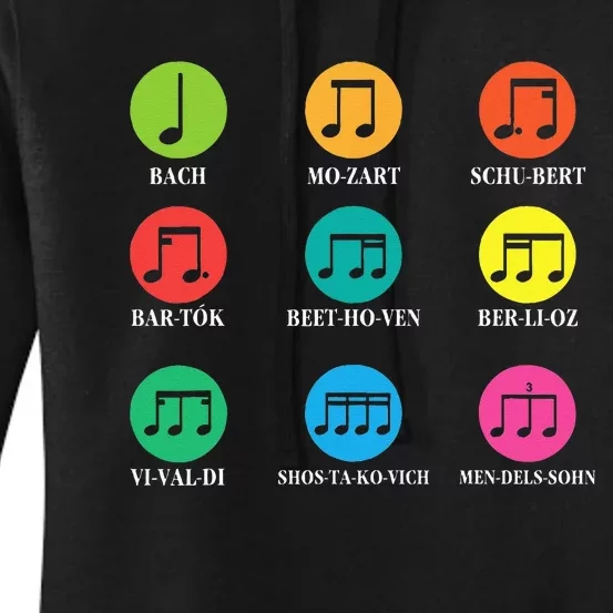 Classic Composers Classical Music Musical Notes Women's Pullover Hoodie