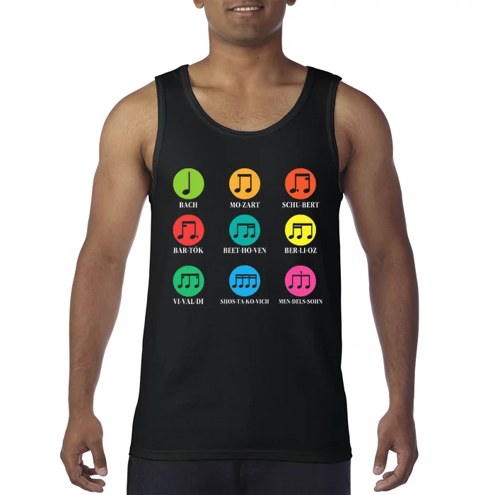 Classic Composers Classical Music Musical Notes Tank Top