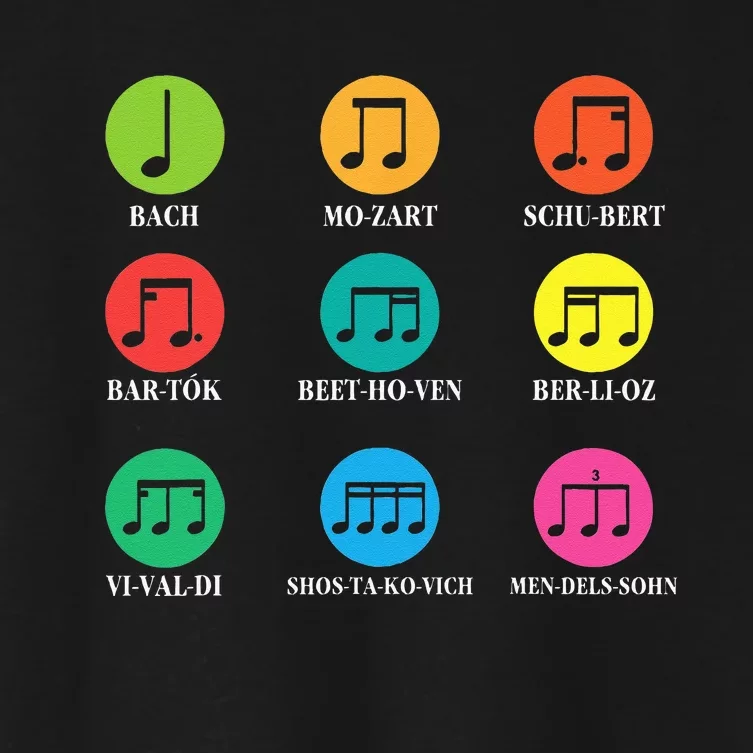 Classic Composers Classical Music Musical Notes Women's Crop Top Tee