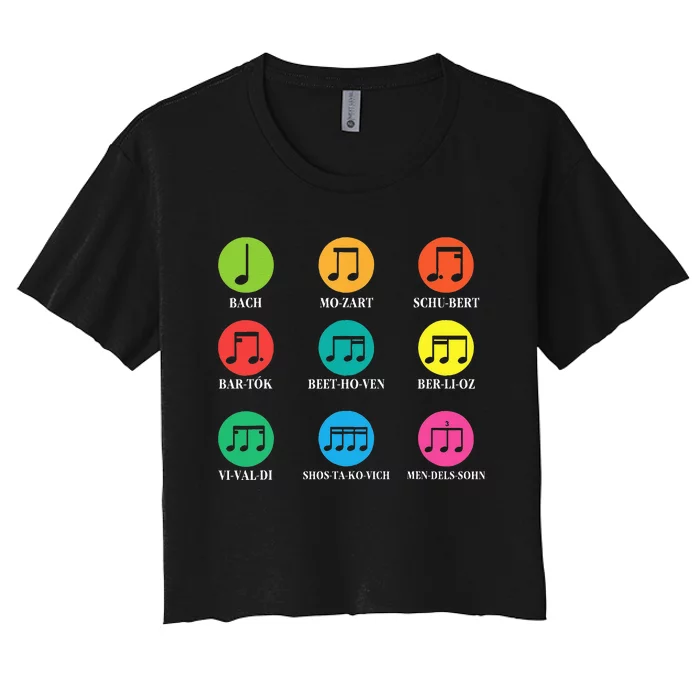 Classic Composers Classical Music Musical Notes Women's Crop Top Tee